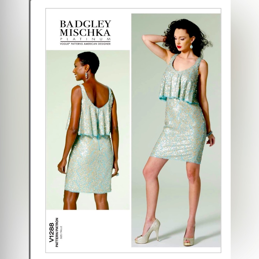 Vogue V1288 Sewing Pattern Badgley Mischka Cocktail Dress Size 12 14 16 18 20
